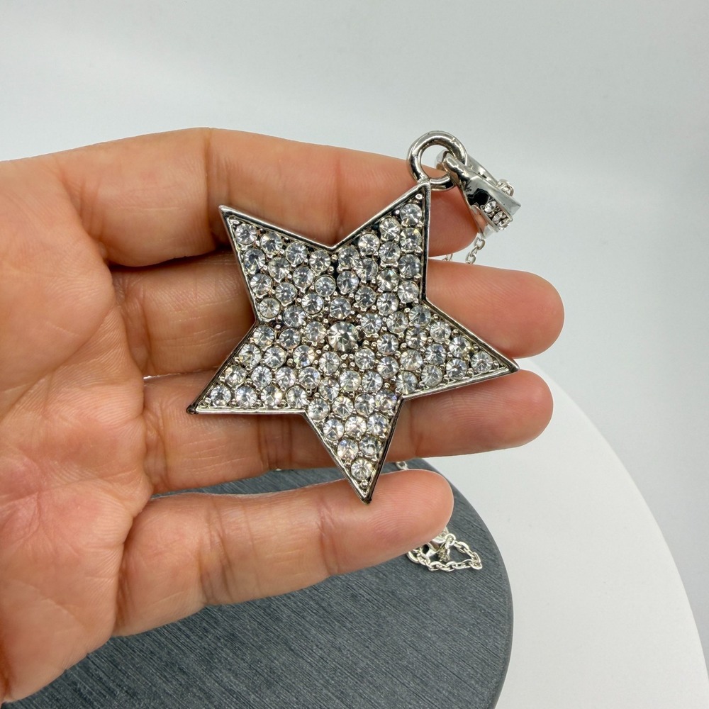 Sparkling Crystal Star Statement Necklace Chunky Boho Celestial Jewelry Gift - Picture 8 of 10